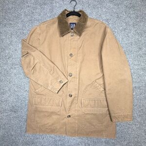 Vintage GAP Canvas Jacket Mens XL Brown Chore Barn Coat Quilt Lined Cord Collar